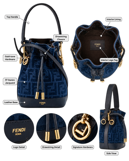 Fendi Mon Tresor Mini Bucket Bag in Denim