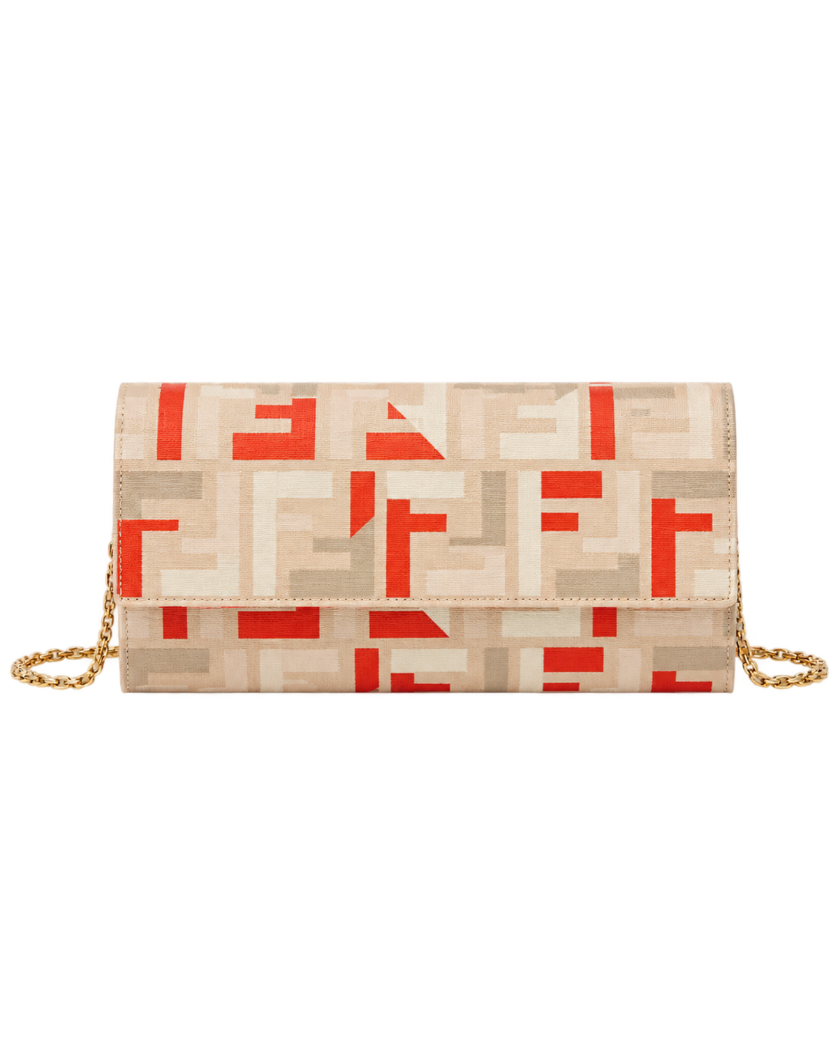 Fendi  roma chained continental wallet - beige