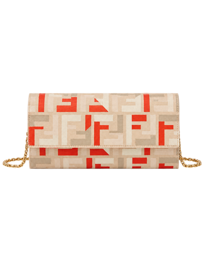 Fendi  roma chained continental wallet - beige