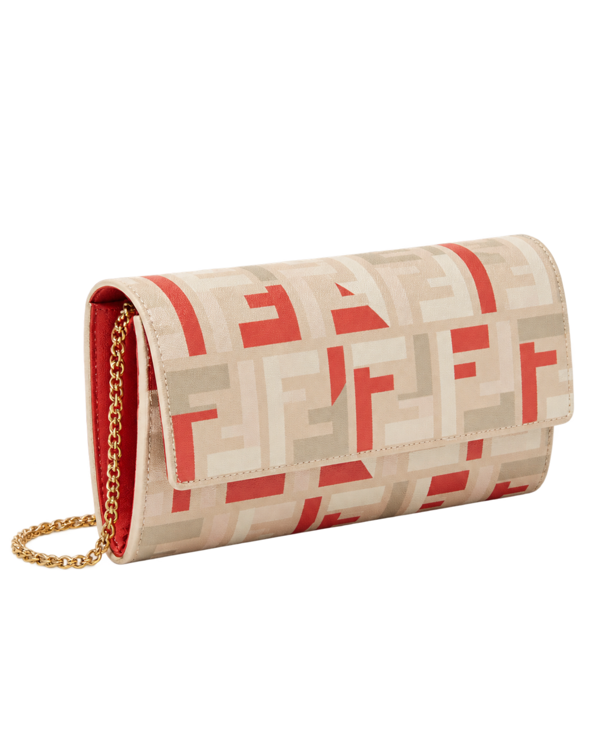 Fendi  roma chained continental wallet - beige