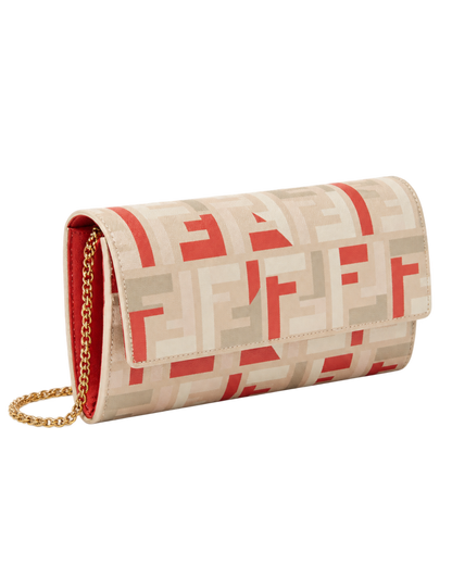 Fendi  roma chained continental wallet - beige