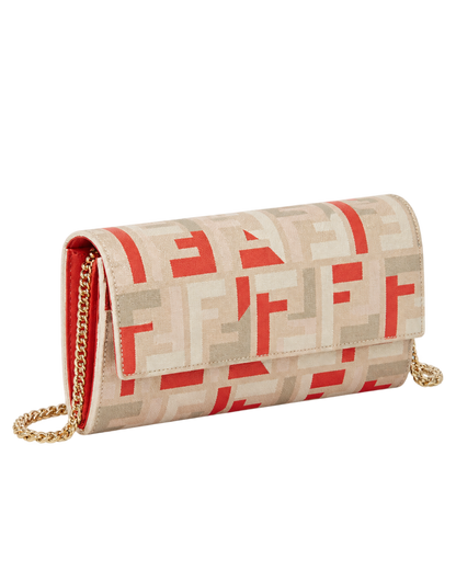 Fendi  roma chained continental wallet - beige