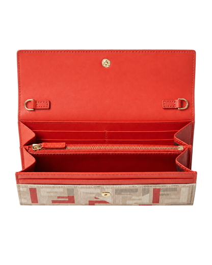 Fendi  roma chained continental wallet - beige