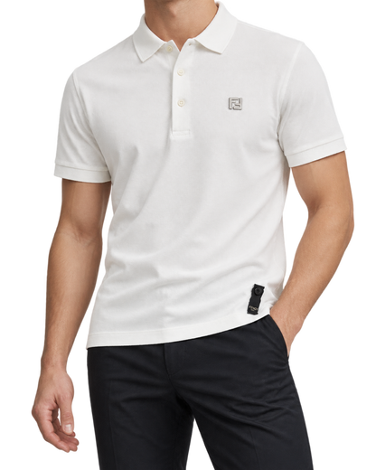 Fendi White Pique Polo Shirt
