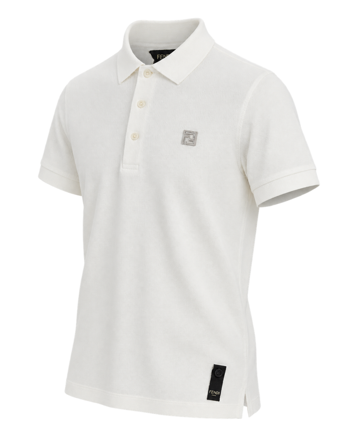 Fendi White Pique Polo Shirt