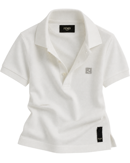 Fendi White Pique Polo Shirt