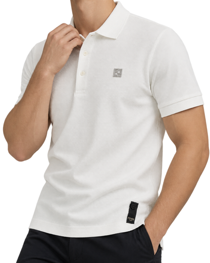 Fendi White Pique Polo Shirt