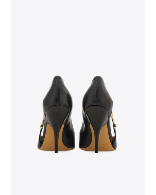 Women's White Tulip 95 F Buckle Leather Court Shoes