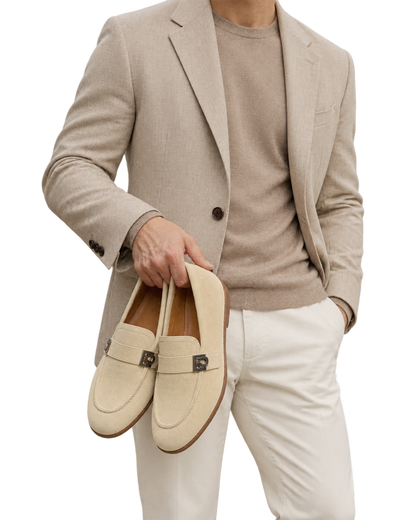 Ferragamo beige suede loafers