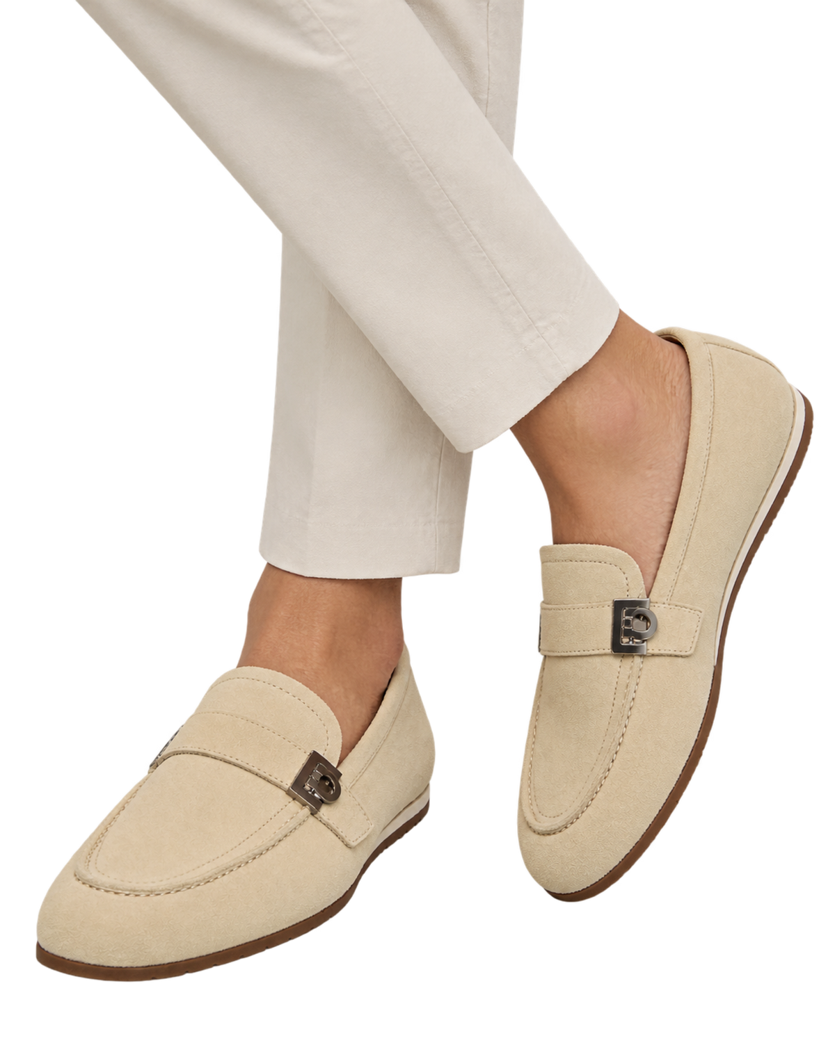 Ferragamo beige suede loafers