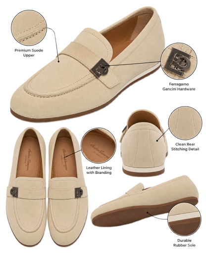 Ferragamo beige suede loafers