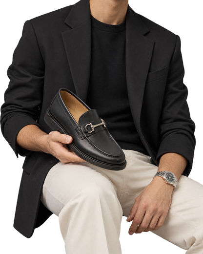 Ferragamo black leather loafers