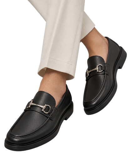 Ferragamo black leather loafers