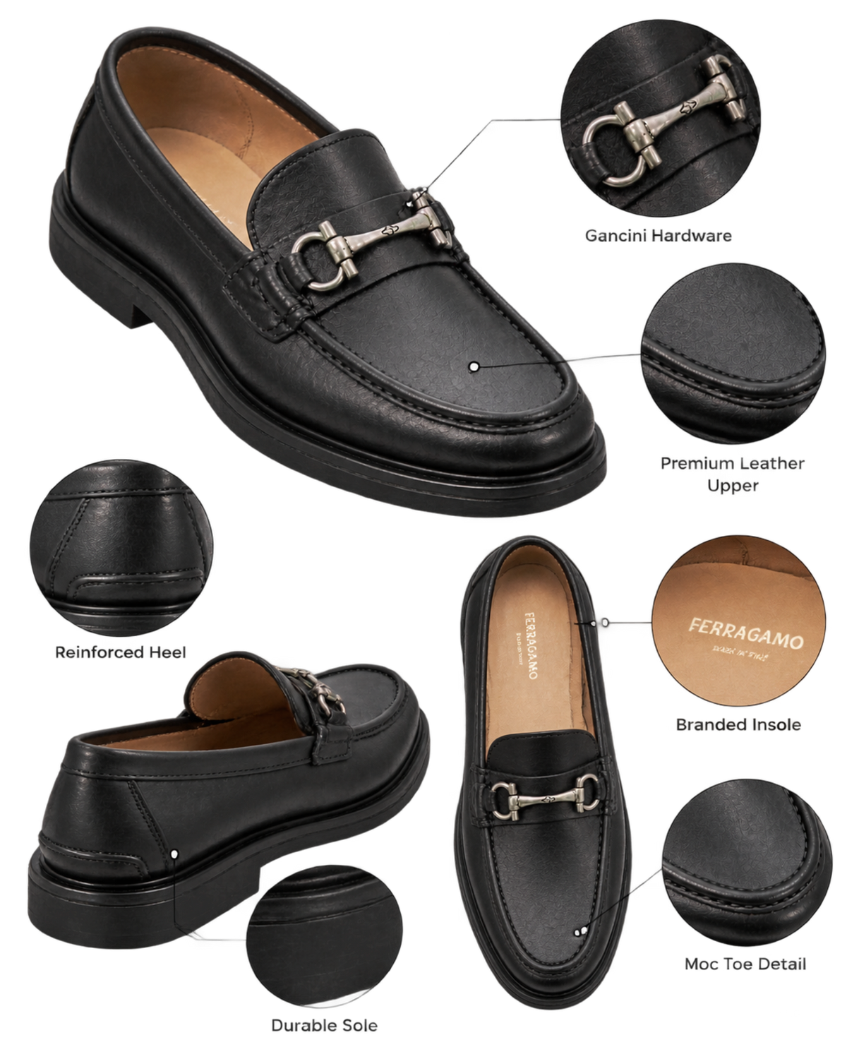 Ferragamo black leather loafers