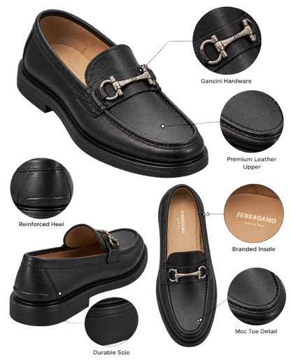 Ferragamo black leather loafers