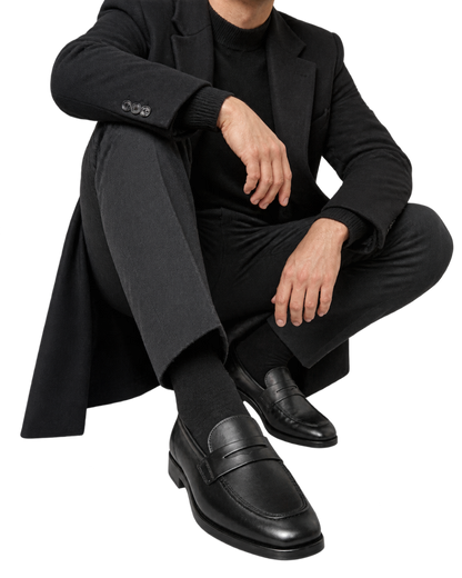 Ferragamo black leather penny loafers
