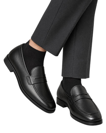 Ferragamo black leather penny loafers