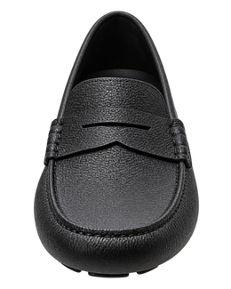 Ferragamo Black pebbled leather penny loafers