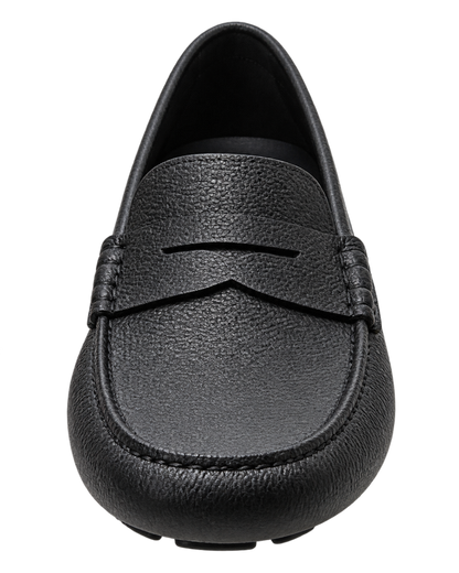 Ferragamo Black pebbled leather penny loafers