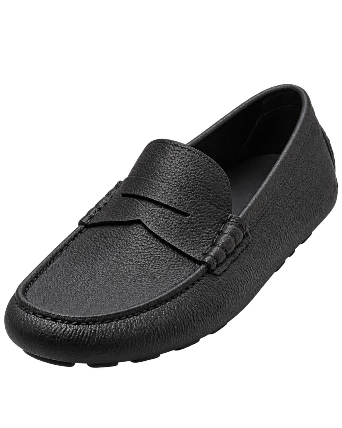 Ferragamo Black pebbled leather penny loafers