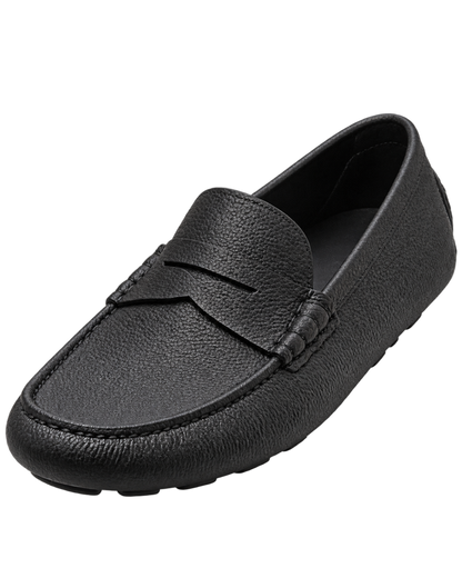 Ferragamo Black pebbled leather penny loafers