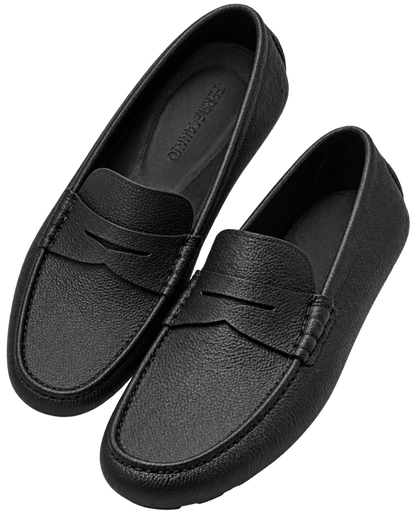 Ferragamo Black pebbled leather penny loafers