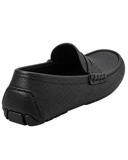Ferragamo Black pebbled leather penny loafers