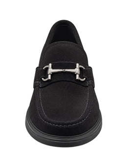 Ferragamo black suede slip-on loafers