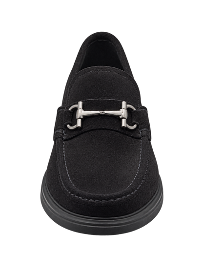 Ferragamo black suede slip-on loafers