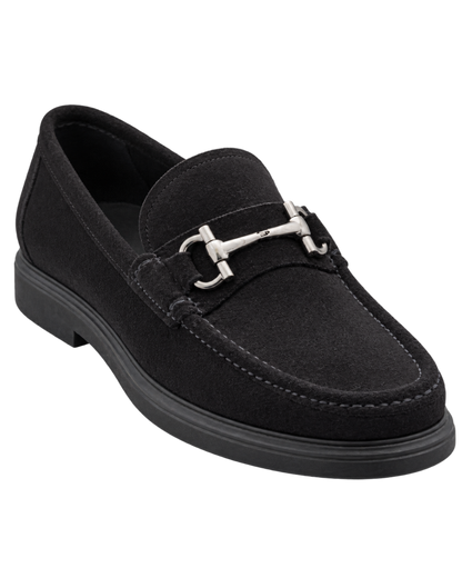 Ferragamo black suede slip-on loafers