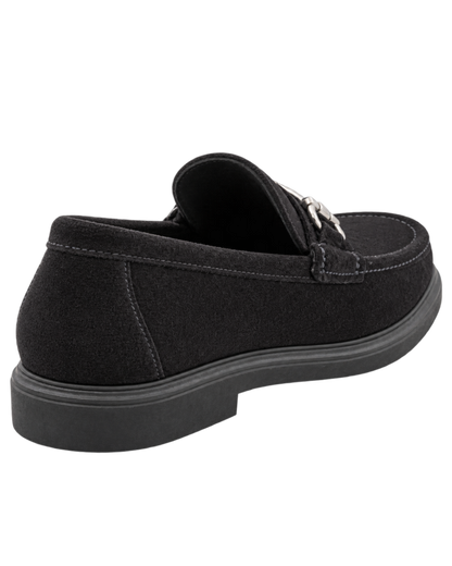 Ferragamo black suede slip-on loafers