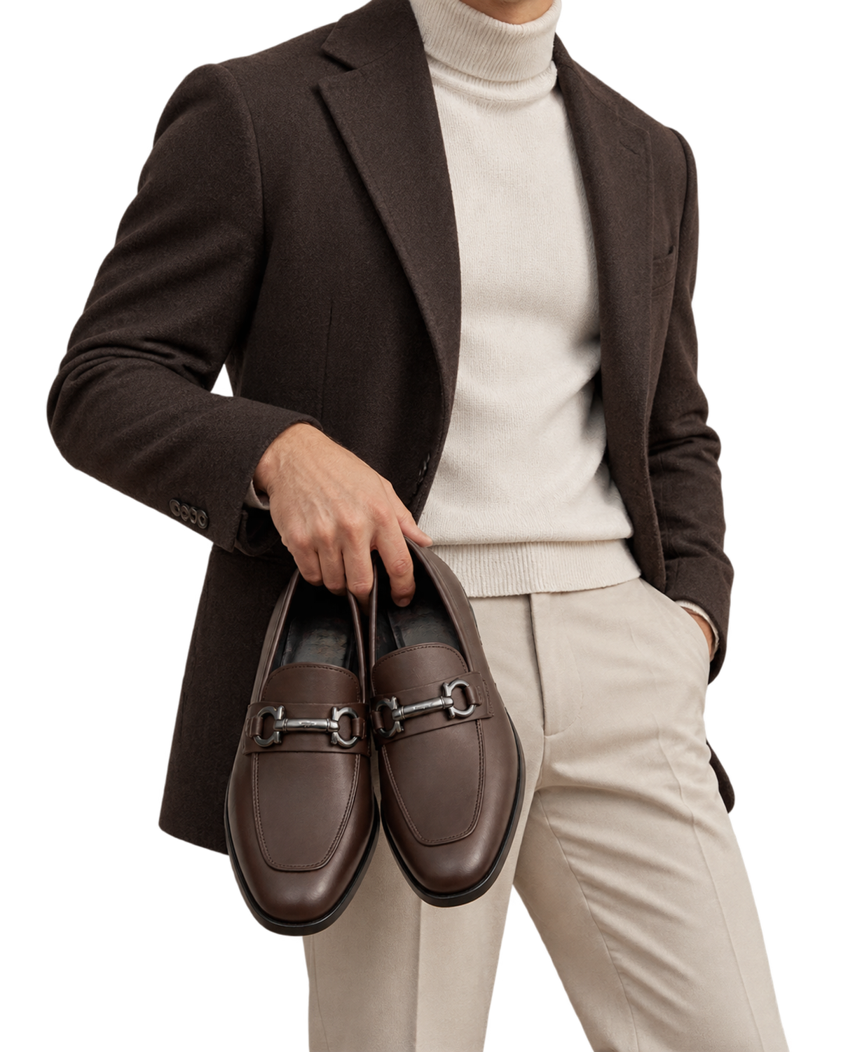 Ferragamo brown leather dress loafers