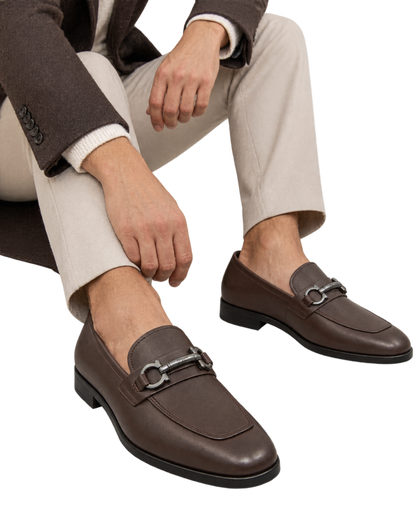 Ferragamo brown leather dress loafers