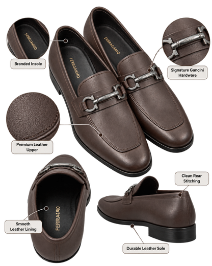 Ferragamo brown leather dress loafers