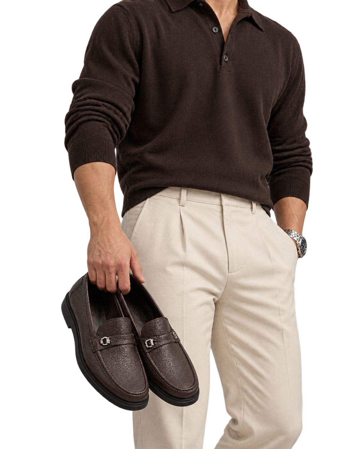 Ferragamo brown leather slip-on loafers