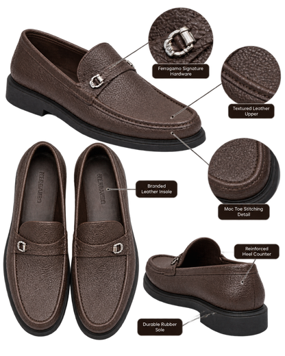 Ferragamo brown leather slip-on loafers