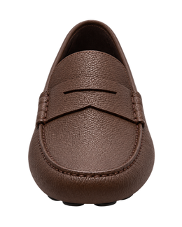 Ferragamo brown pebbled leather penny loafers