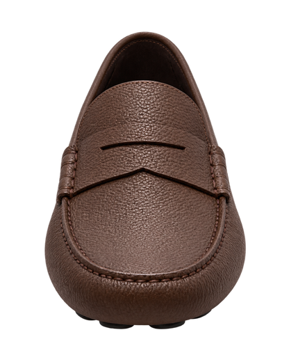 Ferragamo brown pebbled leather penny loafers