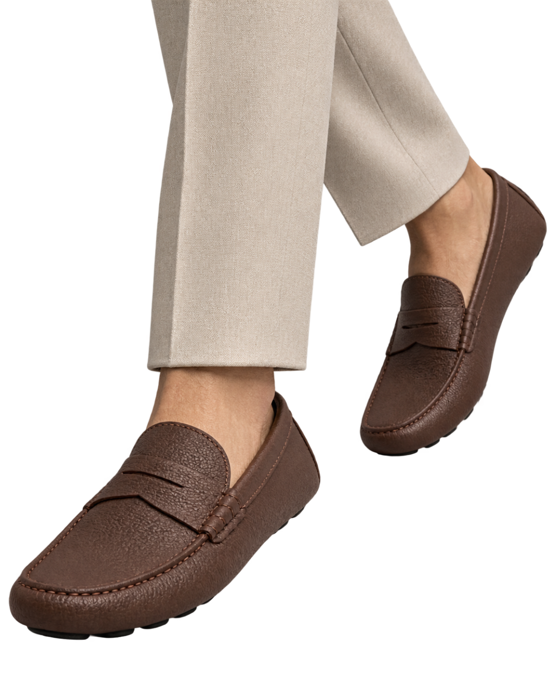 Ferragamo brown pebbled leather penny loafers