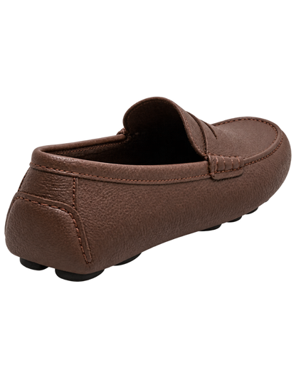 Ferragamo brown pebbled leather penny loafers