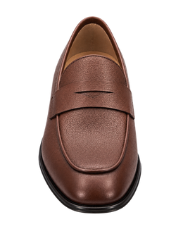 Ferragamo brown textured leather penny loafers