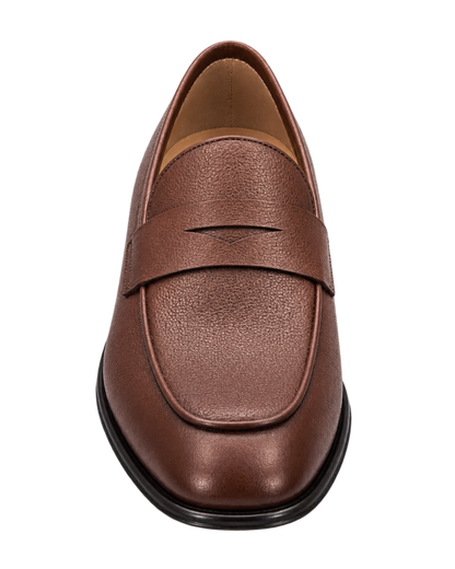 Ferragamo brown textured leather penny loafers