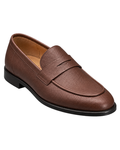 Ferragamo brown textured leather penny loafers