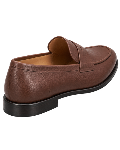 Ferragamo brown textured leather penny loafers