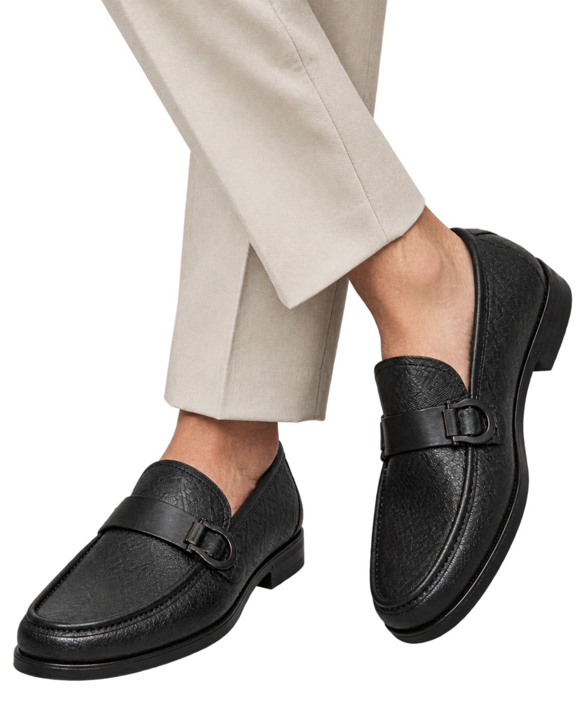 Ferragamo Caspian Printed Gancio Leather Loafers