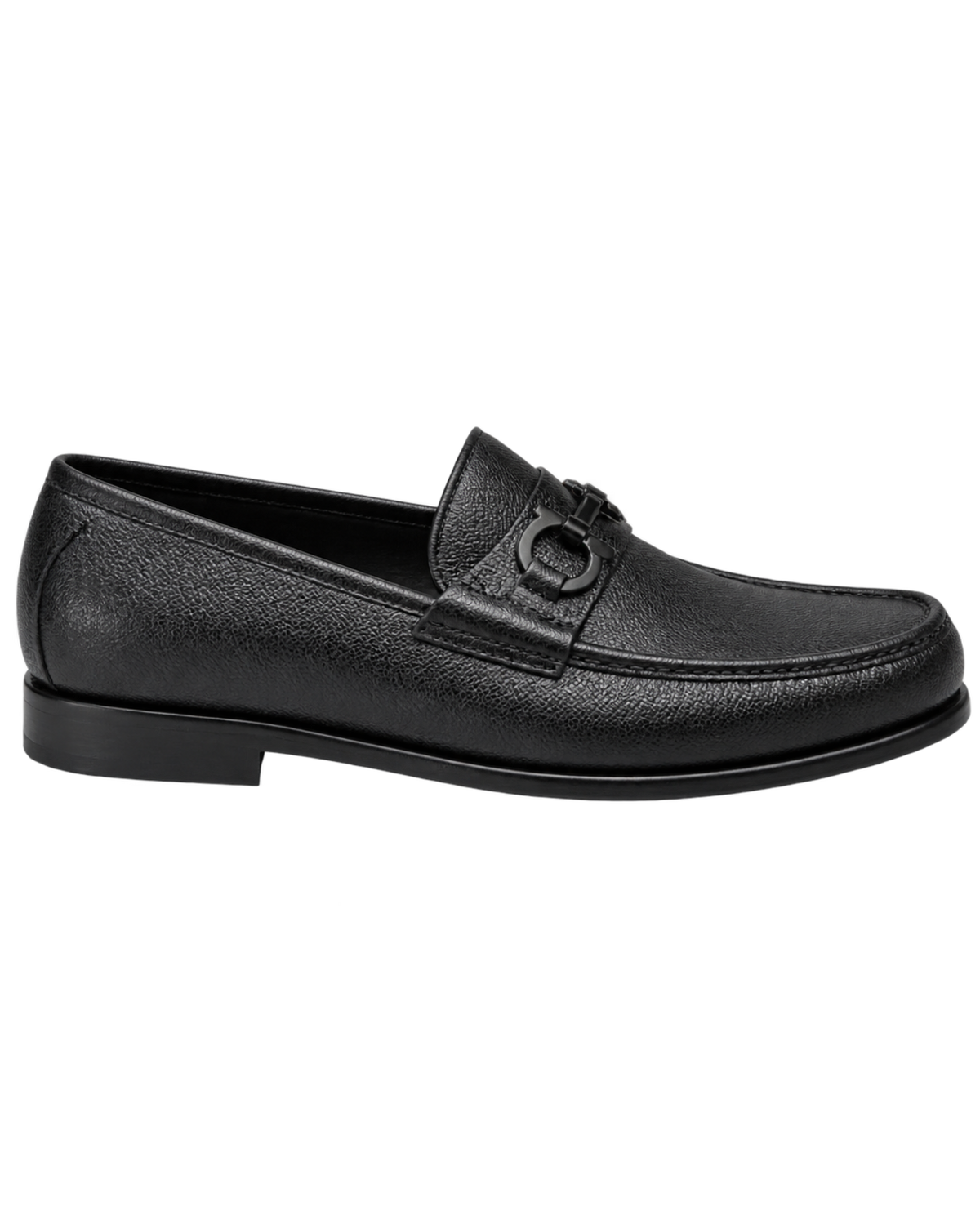 Ferragamo Crown Textured Leather Gancini Moccasin Loafers