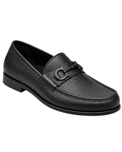 Ferragamo Crown Textured Leather Gancini Moccasin Loafers