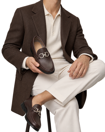 Ferragamo dark brown leather loafer