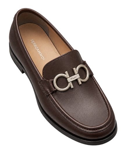Ferragamo dark brown leather loafer