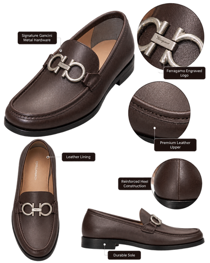 Ferragamo dark brown leather loafer